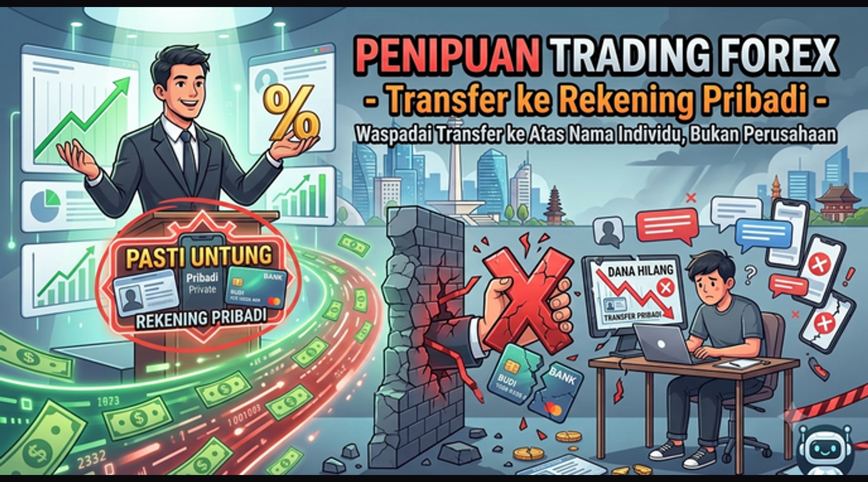 Penipuan Trading Forex Transfer ke Rekening Pribadi — Bahaya 2026